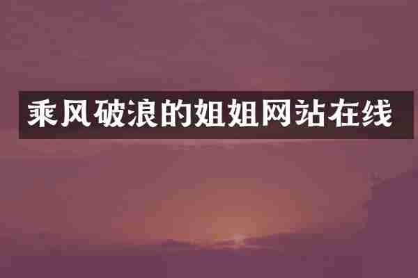 乘风破浪的姐姐网站在线
