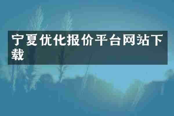 宁夏优化报价平台网站下载