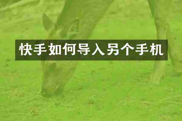 快手如何导入另个手机