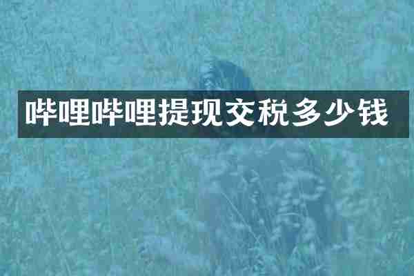 哔哩哔哩提现交税多少钱
