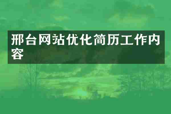 邢台网站优化简历工作内容