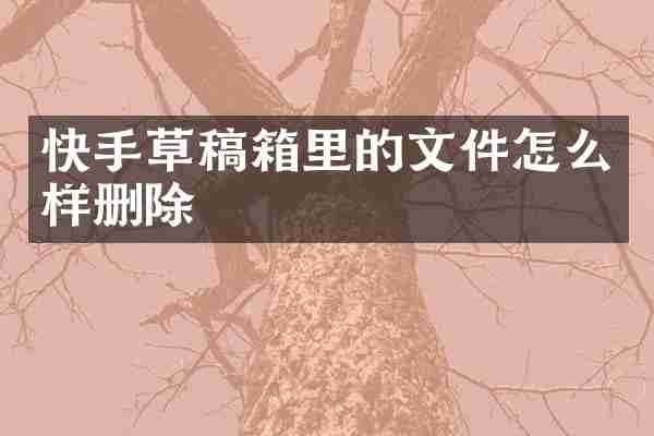 快手草稿箱里的文件怎么样删除