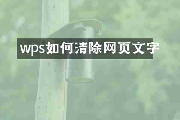 wps如何清除网页文字