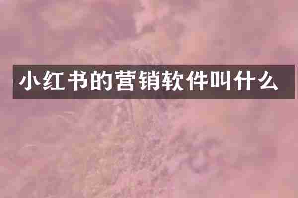 小红书的营销软件叫什么