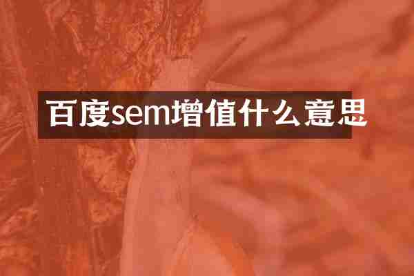 百度sem增值什么意思