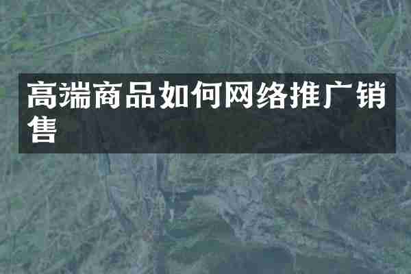 高端商品如何网络推广销售
