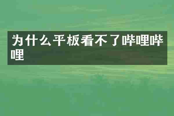 为什么平板看不了哔哩哔哩