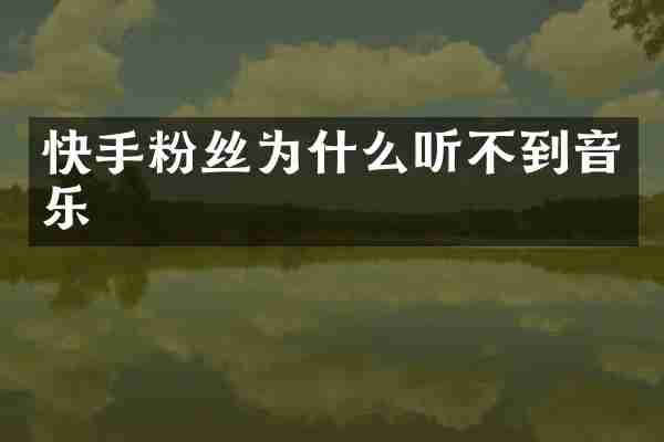 快手粉丝为什么听不到音乐