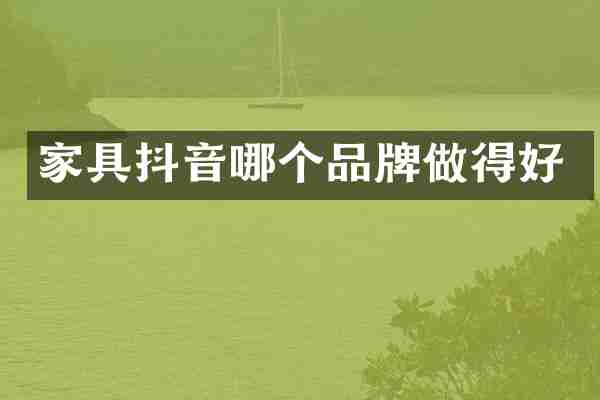 家具抖音哪个品牌做得好