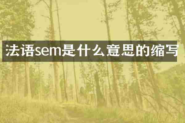 法语sem是什么意思的缩写