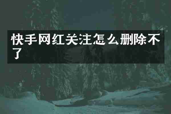 快手网红关注怎么删除不了