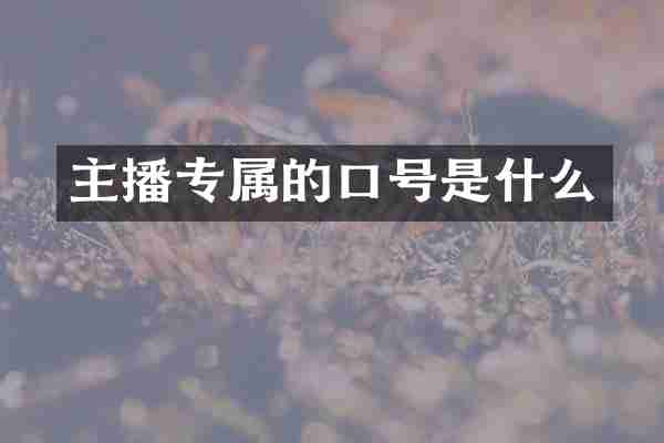 主播专属的口号是什么