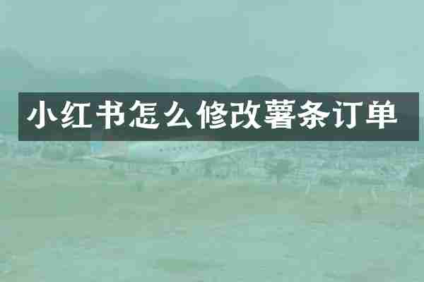 小红书怎么修改薯条订单