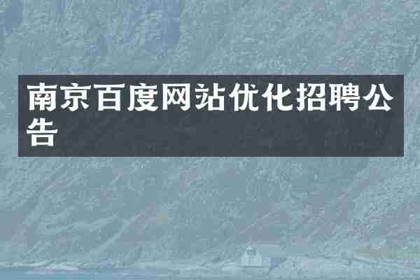 南京百度网站优化招聘公告