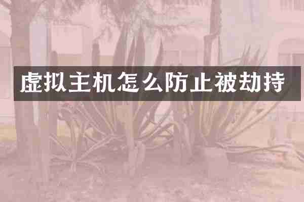 虚拟主机怎么防止被劫持