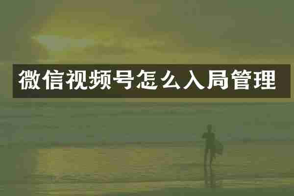 微信视频号怎么入局管理
