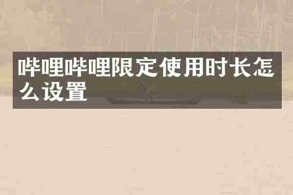 哔哩哔哩限定使用时长怎么设置