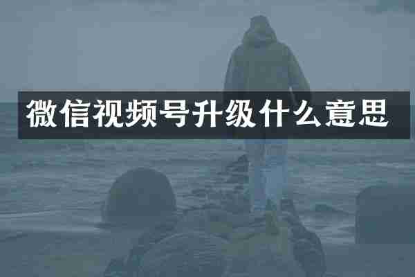 微信视频号升级什么意思