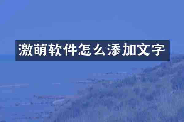 激萌软件怎么添加文字