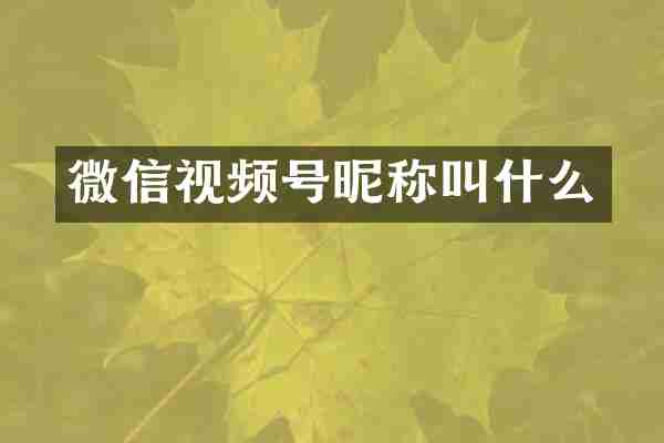 微信视频号昵称叫什么