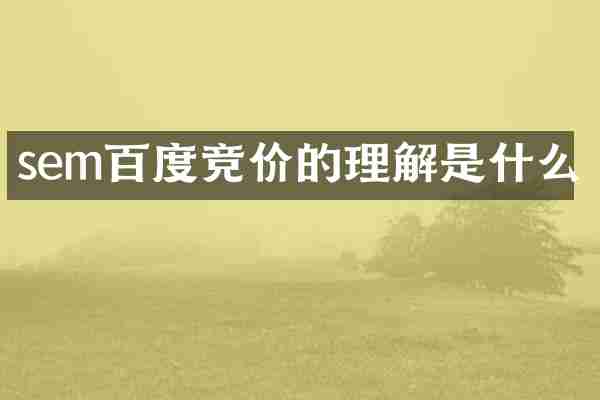 sem百度竞价的理解是什么