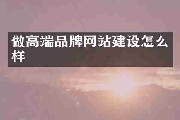 做高端品牌网站建设怎么样