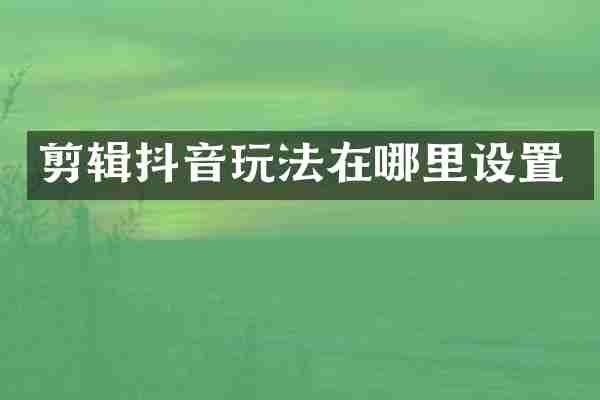 剪辑抖音玩法在哪里设置