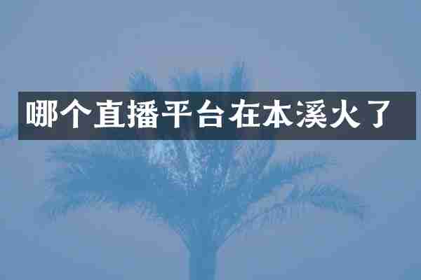 哪个直播平台在本溪火了