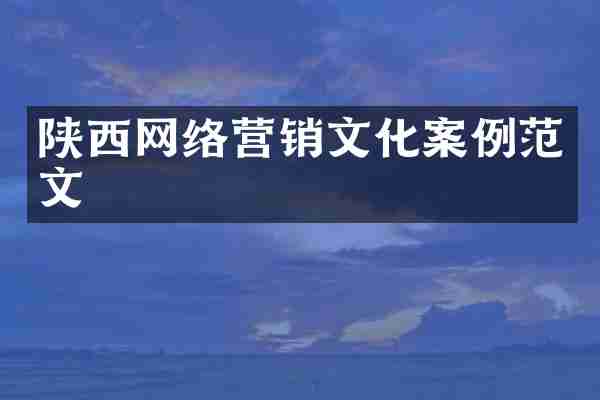陕西网络营销文化案例范文