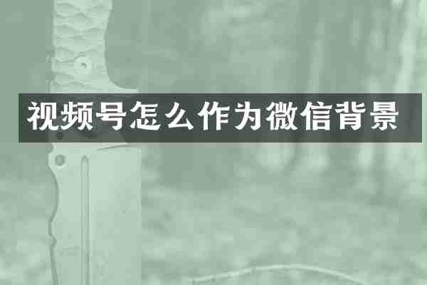 视频号怎么作为微信背景