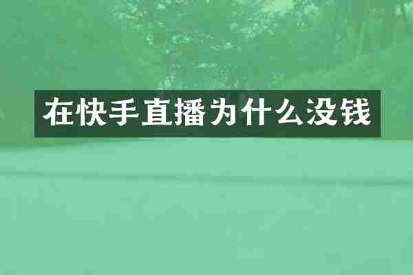 在快手直播为什么没钱