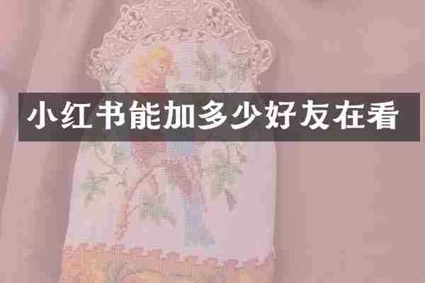 小红书能加多少好友在看