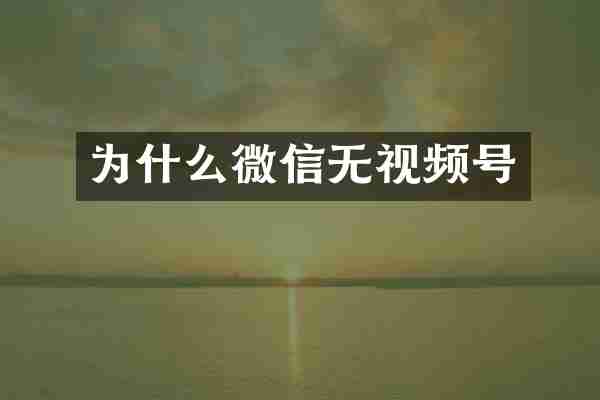 为什么微信无视频号