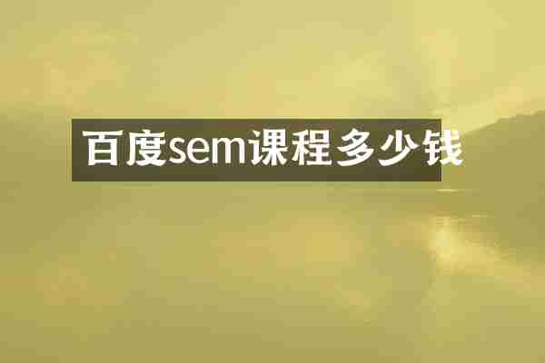 百度sem课程多少钱