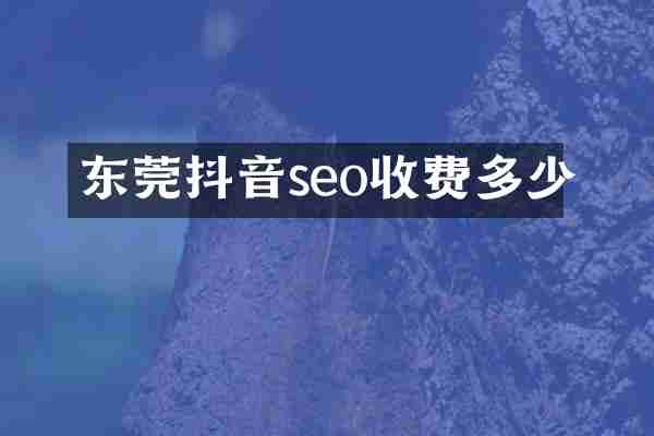 东莞抖音seo收费多少
