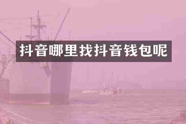 抖音哪里找抖音钱包呢