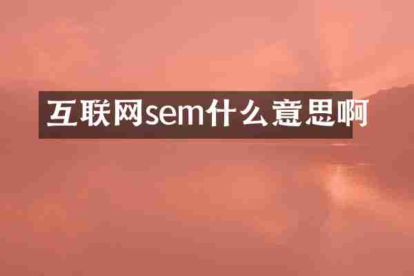互联网sem什么意思啊