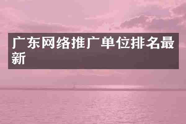 广东网络推广单位排名最新