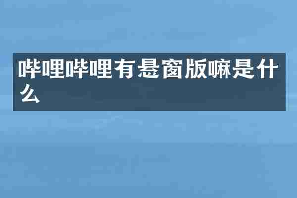 哔哩哔哩有悬窗版嘛是什么