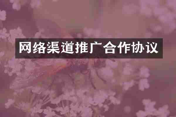 网络渠道推广合作协议