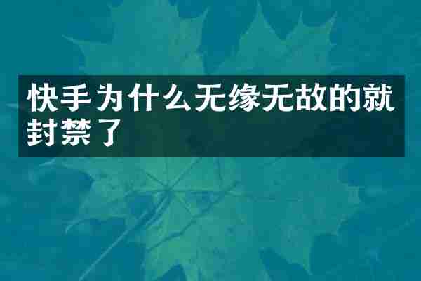 快手为什么无缘无故的就封禁了