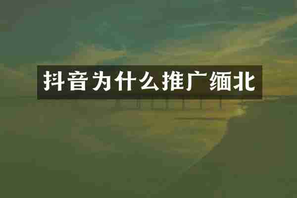 抖音为什么推广缅北