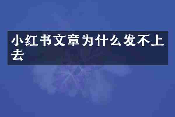 小红书文章为什么发不上去