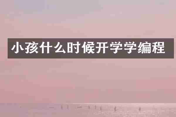 小孩什么时候开学学编程