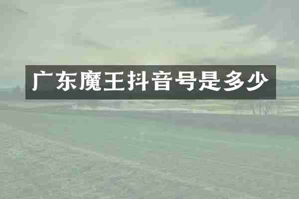 广东魔王抖音号是多少