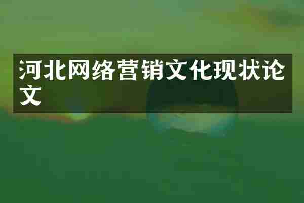 河北网络营销文化现状论文