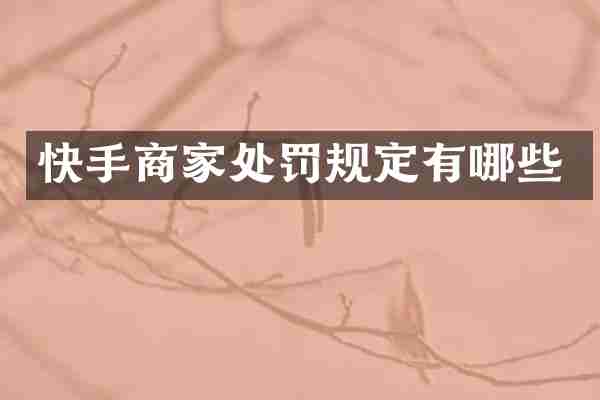 快手商家处罚规定有哪些