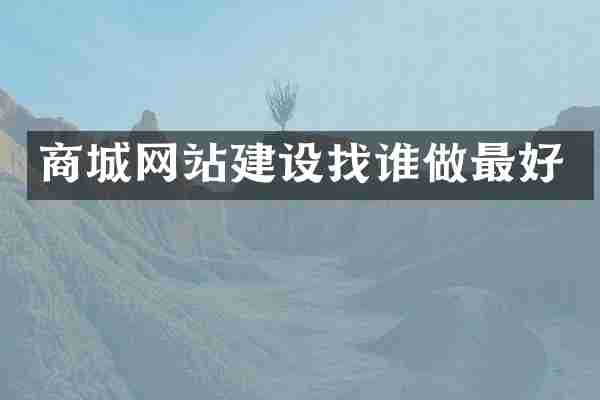 商城网站建设找谁做最好