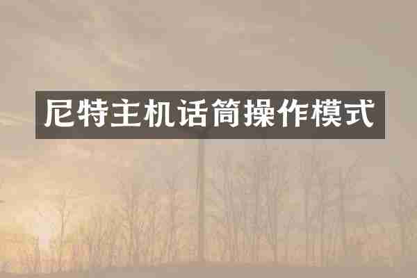 尼特主机话筒操作模式