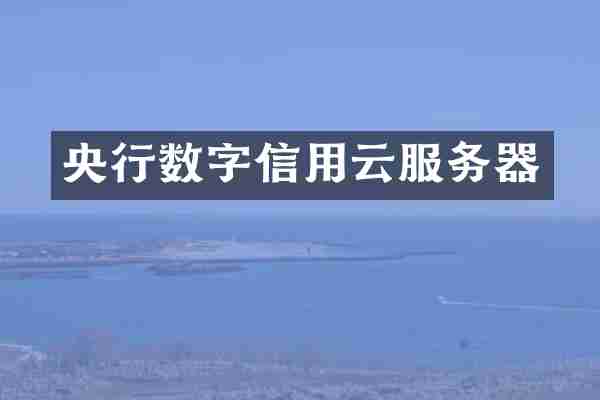 央行数字信用云服务器